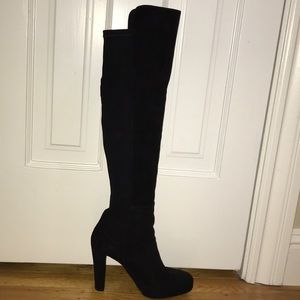 NWT Stuart Weitzman Black Suede HIGHWAY OTK Boots